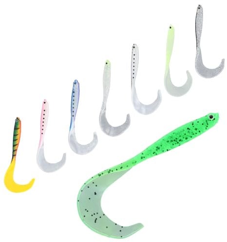 Angelköder Set,8 Stück Gummifische mit Twisterschwanz,Premium Gummifische Set,Angelzubehör,mit Hakentaschen für Standard Jigkopf und Auch Offsethaken,Hecht Köder,Barsch Köder,12,5cm 6g