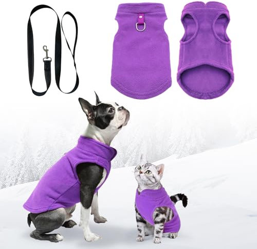 Pullover & Mantel für kleine Hunde, Katzenkleid mit D-Ring (Lila, S)