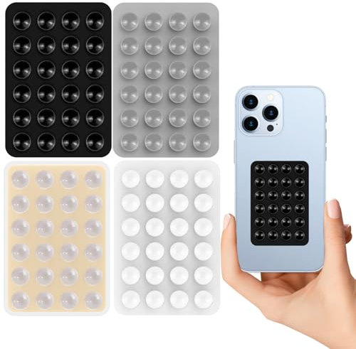 WD&CD 4PCS Soportes de Adhesivas Silicona con Ventosa para Teléfono, Soporte Antideslizante Manos Libres para Teléfono Móvil, Alfombrilla para Teléfonos Móviles para Todos los Modelos de Teléfono