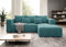 Easy4You Ecksofa Türkis Stripes L-Form in Kord – 255 cm - Schlafsofa mit Bettzeugbehälter und Schlaffunktion - Eckcouch mit Stauraum - Rechts – Stoff Kord POSO 26