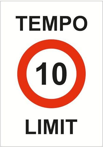 Indigos UG - Schild Tempo Limit 10-420x594 - Hinweisschild Warnschild Sicherheitsschild - Aluverbundplatte 3 mm - für Innen und Außen