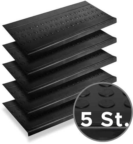 Nova Forma Gummi Stufenmatten Coin MINI - 5er Set je 25x75 cm - ideal für außen - Rutschhemmende Treppenstufen Matten - Treppenauflagen selbstklebend & wetterfest