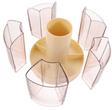 AUTSUPPL Makeup Brush Holder Organizer Multi Cosmetic Storage Case for Vanity Desktop Dresser Rotating Design for Easy Access and Dust Lemon