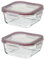LOLAhome Set de 2 fiambreras de cristal con tapa hermética de 800 ml. Juego de 2 recipientes herméticos de vidrio de borosilicato transparente apto para microondas, horno hasta 400ºC y congelador.