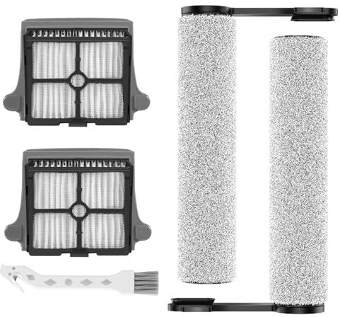 HUAPX Rouleau de Brosse de Rechange et Filtre HEPA pour Tineco Floor One S6 FW110700DE Accessoires pour Aspirateur sec et Humide,2 Rouleaux de Brosse,2 Filtres,1 Brosse de Nettoyage