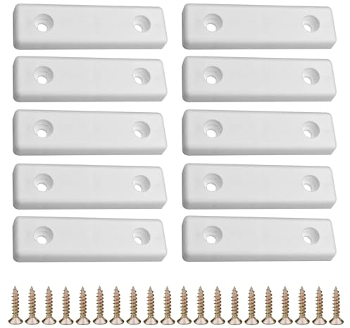 cyclingcolors 10x piedini rialzi feltrini per mobili in plastica per mobili sedie tavolini dimensioni 50x14mm tacchetti da avvitare, bianco