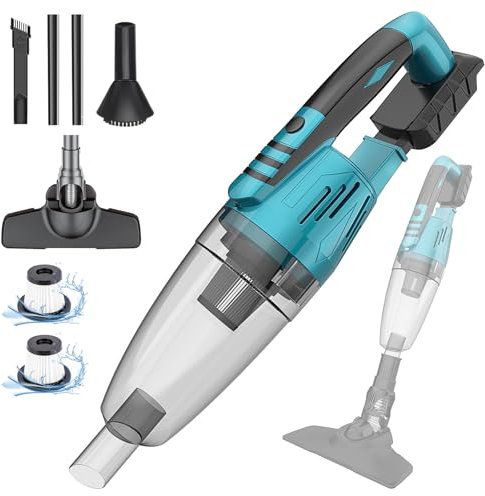 Schnurloser Handstaubsauger Kompatibel mit Makita 18V Akku BL1840 BL1850b, 15000 Pa 4-in-1 Multifunktionaler Staubsauger, 600ml Staubbehälter für Haus Auto Tierhaare (2X 3000mAh Akkus)