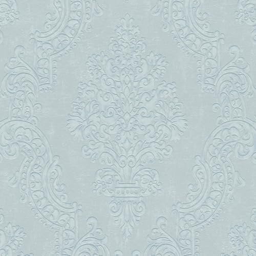 Profhome Barock Tapete 397653-GU Vliestapete grau papyrus-weiß minz-grün silber-grau 0,53 m x 10,05 m / 5,33 m2