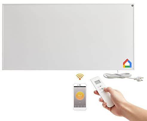 Arebos Infrarotheizung mit WLAN & Thermostat | 700 W | Smart Heizpaneel mit App & Fernbedienung | Wandmontage | Elektro Flachheizung für Büro Bad Schlafzimmer | Timer & Überhitzungsschutz