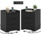Brinlawb Nachttisch 2er Set mit Ladestation (2 AC-Steckdosen 2 USB-Anschlüsse) Nachtschrank 2er Set mit 3 Schubladen, Beistelltisch für Wohnzimmer Schlafzimmer Arbeitszimmer, Einfache Montage, Schwarz