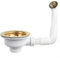 Besttoolifes Kitchen Sink Waste Kit, Polished Gold Finish Kitchen Sink Basket Strainer Waste, Round Overflow, Kitchen Sink Waste