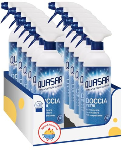 Detergente vetri doccia anticalcare – pulizia profonda per superfici bagno – 580 ml – Variazioni 4/8/12 Pezzi (12)