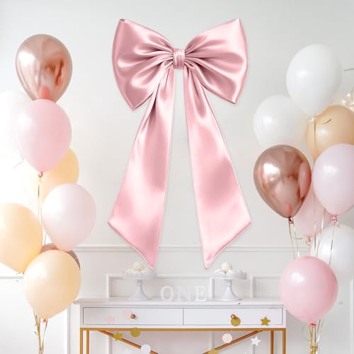 VLYX Große Magenta Satin Schleife, Riesige Band Wanddekoration für Hochzeit, Weihnachten, Geburtstagsparty und Raumaccessoires