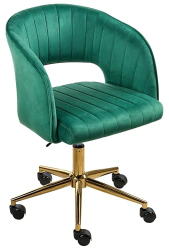 Beliani Modern Swivel Office Chair Armchair Adjustable Height Velvet Green Katonah