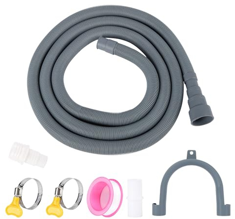 Kit d'extension de tuyau de vidange, 1 m/1,5 m/2 m/2,5 m/3 m/4 m/5 m, tuyau universel pour lave-vaisselle, y compris les raccords de tuyau et les colliers de serrage, pour lave-vaisselle (3 m)