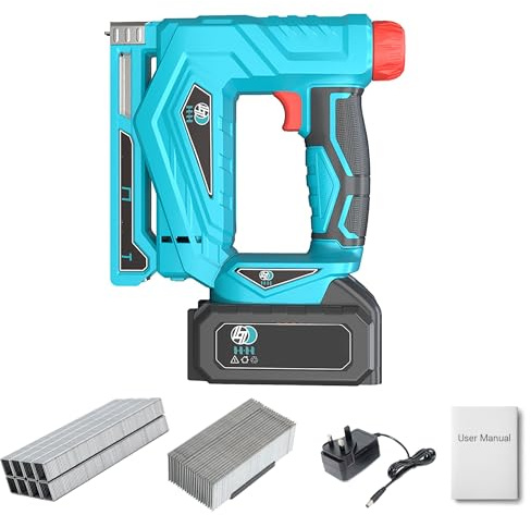 2-in-1 Cordless Nail Gun & Staple Gun, 18V Battery Powered Brad Nailer with 1000 Nails/Staples, Two Firing Modes - Single Firing & Contact Firing, Electric Nail Gun for Woodworking, Upholstery, DIY