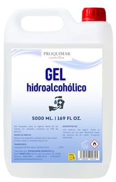 Gel Hidroalcohólico 5 Litros – Garrafa Uso Profesional y Doméstico – Higiene de Manos sin Aclarado – Secado Rápido