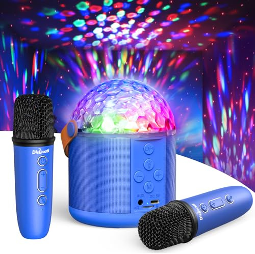 Dislocati Disco LED Lights Karaoke Machine, Portable Karaoke Machine 2 Microphone for Adults & Kids Toys for 5-15 Year Old Teenage Boys Gifts Bluetooth Speaker Supports TF Card/USB, AUX