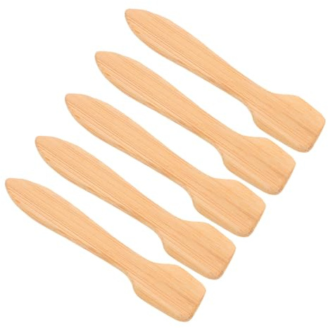 Ciieeo 5pcs Mini Cosmetic Spatula Bamboo Makeup Tool Portable Lightweight Wood Skincare Tool for Skin Types Travel and Skincare Routine