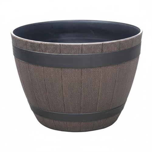 ZGUZMCMK Pflanzkübel Blumentopf Blumenkübel, 18 Zoll Außendurchmesser 45 cm, Höhe 32 cm, Mittlerer Ring Weinfass-Stil