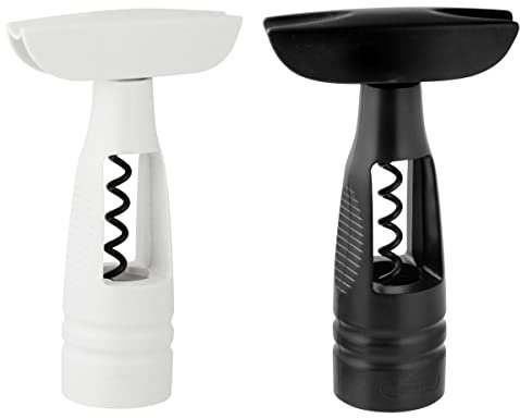 Fackelmann 49812 Tire-bouchon vis sans fin, tire-bouchon, tire-bouchon coloré, ABS, Acier trempé, Blanc, Noir, 15 x 4 cm