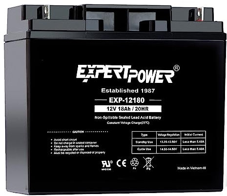 ExpertPower Exp12180 12 V 18 Ah Batterie Rechargeable avec écrous et boulons