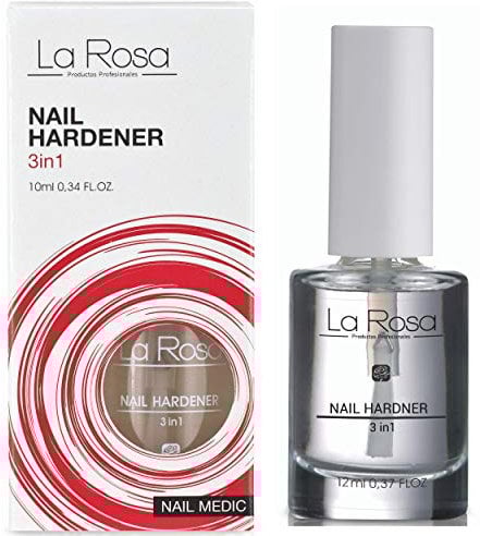 LaRosa DURCISSEUR d’ongles 3-en-1, SOIN RENFORÇANT POUR ONGLES, Base Coat protectrice - FORMULE ULTRA FORTIFIANTE - 10 ml