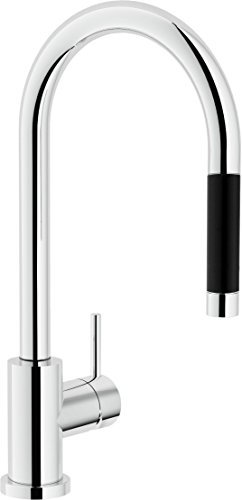 Nobili rubinetterie LV00137/1CR Live Miscelatore per Doccia, Estraibile, Monogetto, con Impugnatura Nera, Cromo