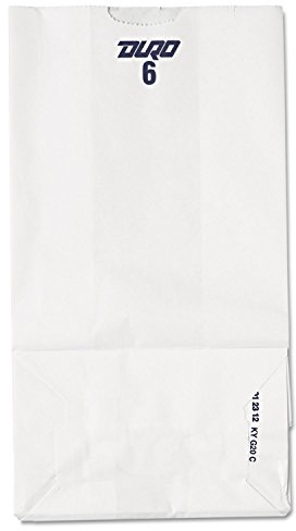 General GW6500#6 Paper Grocery Bag, 35lb White, Standard 6 x 3 5/8 x 11 1/16, 500 bags