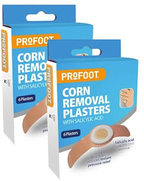 Profoot Corn Removal Plasters - 6 Adhesive Plasters Containing Salicylic Acid - Effectively Removes Corns and Calluses - Pain Relief, 12 Count