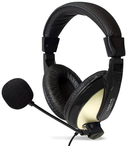 Stereo-Headset, 2X 3,5-mm-Klinkenstecker (In/Out) mit hohem drehbarem Mikrofon, bestens für Internet Telefonie, Video-Konferenzen, Spracherkennung und interaktive Spiele geeignet