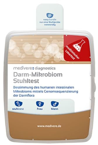 medivere Labordiagnostik Darm-Mikrobiom Stuhltest - umfassende Analyse der Darmflora und Parasiten zur Unterstützung Ihrer Gesundheit - einfach zu Hause durchzuführen, professionell ausgewertet
