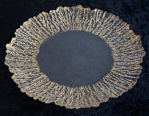 Decor Essentials Glass Charger Plate Gold Shell Design Wedding Table for Events