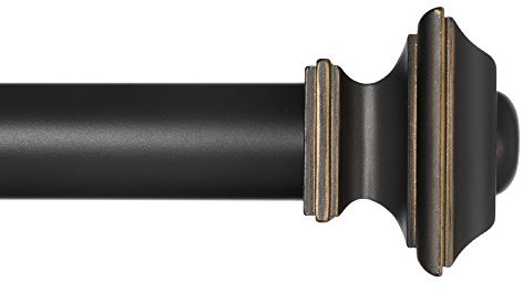 Ivilon Fenster Behandlung Gardinenstange - Quadratisch Endstücken, 1 1/8 in Stab, Antik Schwarz Antik 28 to 48 in. Antik-Schwarz