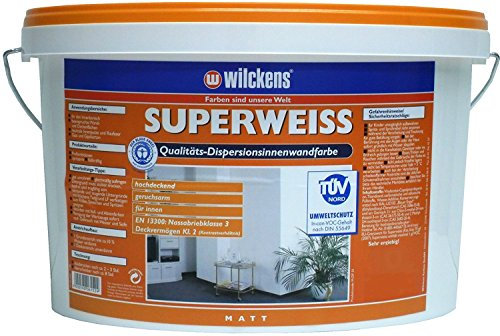 Wilckens Dispersionsfarbe, superweiß innen Wandfarbe weiss blauer Engel (Superweiss 5 Liter)