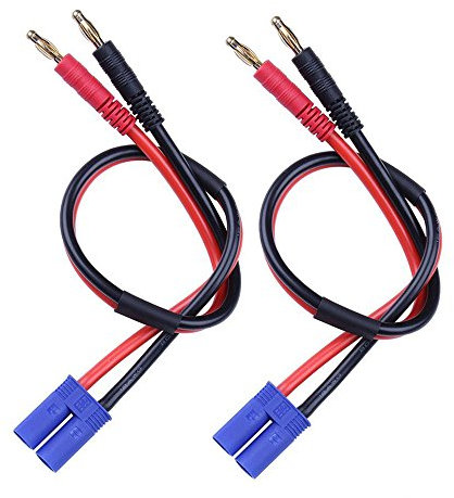 FLY RC 2-Pack EC5 Männlich Stecker zu 4mm 4.0mm Bananenstecker Bullet Connector Männlich Stecker Kabel Adapter Ladekabel mit 30cm Silikonkabel