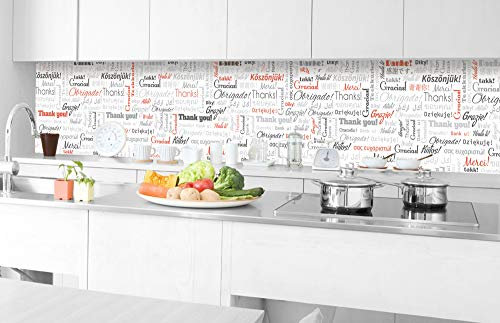 Küchenrückwand Folie selbstklebend Danke | Klebefolie - Dekofolie - Spritzschutz für Küche | Made in EU - 350 cm x 60 cm