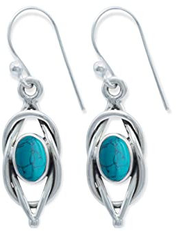 Ohrringe 925 Silber Türkis Edelstein Ohrhänger echt Silber Damen Sterling Silber Hänger Geschenk (MOH-142-15)