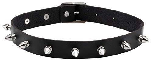 Manfnee Leder Choker Punk Goth Rock Spike Niet Studded Choker Kragen Halskette Frauen Männer Schwarz