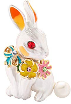 TENDYCOCO Broche en forme de lapin en cristal émaillé - Pour vêtements, sacs, vestes