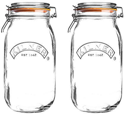 Kilner Clip Top Round Glass Jar 3 Liter Clear/Transparent (Pack of 2)