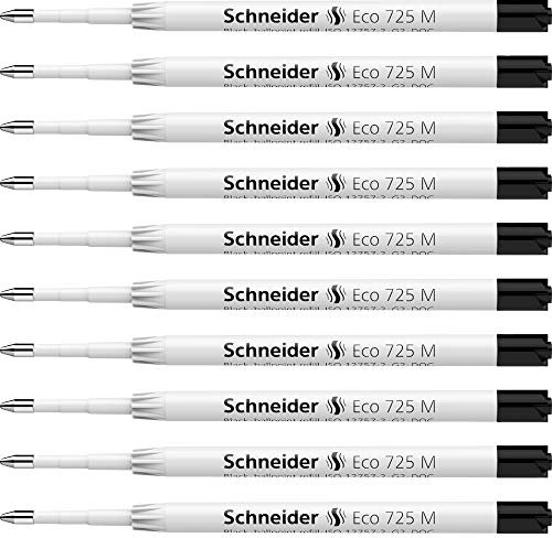 Schneider 172511 Eco 725 Kugelschreibermine (ausgezeichnet mit Der blaue Engel, Strichstärke: M) schwarz, 10 Stück