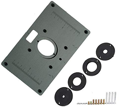 Router Tabla Insertar Placa de Aluminio Aleación Madera Router Trimmer Máquina de Grabado Flip Board con 4 Anillos para Carpintería Bancos Flip Chipboard