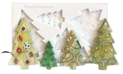 Coximus Silikonform Tannenbäume | hochwertige Silikonform für Fondant und Flowerpaste | schnell & einfach zum Reindrücken | Made in Germany