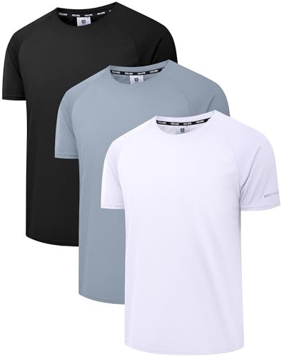 Holure Men's Sportswear Breathable T-Shirts Quick-Drying Short-Sleeve Shirts Black/Grey/White-XL