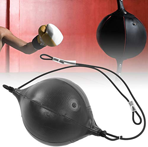 VGEBY Ensemble de Boxe à Double extrémité, Balle de Frappe à la Vitesse de Frappe Boxe en Cuir PU Poire Muay Thai Sac de Frappe pivotant pour l'exercice(Noir)
