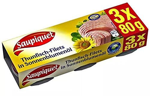 Saupiquet Thunfisch Filets in Sonnenblumenoel Dose 80g 3er Pack