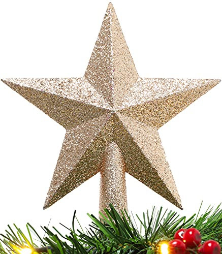 Christmas Concepts® 200mm (8) Glitter Tree Top Star Decoration – Christmas Tree Topper (Champagne)