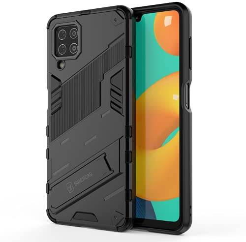 DOINK Panzer Handyhülle für Samsung Galaxy M32, TPU+PC Schutzhülle Silikon Hülle Stoßfest Case Cover Ständer - Schwarz