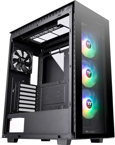 Thermaltake Divider 500 TG ARGB Black | Mid-Tower-ATX-PC-Gehäuse | 4 x gehärtetes 3mm Glasseitenteil | 4X leise-120mm-RGB-Lüfter | schwarz